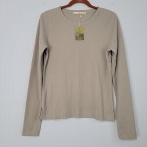 Peruvian Connection Waffle Knit Pullover Top women's size S Putty Granola New